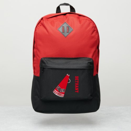Custom Name Red Megaphone Cheerleader Port Authority Backpack