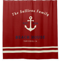 Custom Name Red Nautical Anchor Beach House