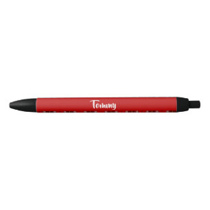 Custom name red plaid pattern pen