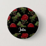 Custom name red roses button