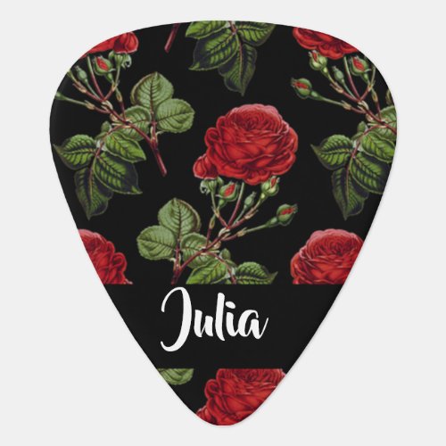 Custom name red roses guitar pick