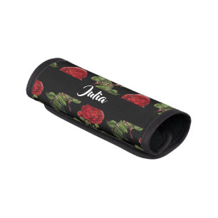 Custom name red roses luggage handle wrap