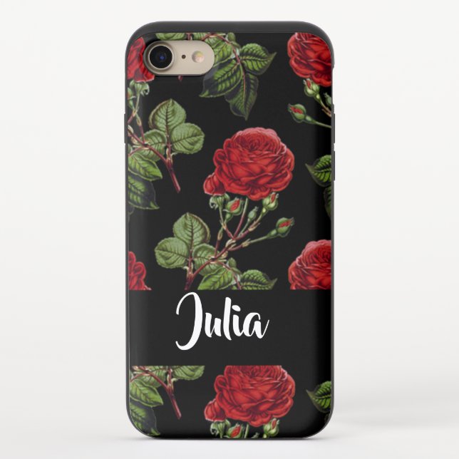 Custom name red roses uncommon iPhone case (Back)