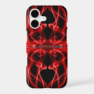 Custom Name Red Smoke Symmetrical Black iPhone 17 Case