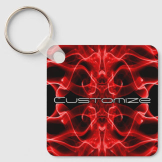 Custom Name Red Smoke Symmetrical Black Keychain