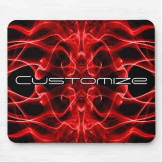 Custom Name Red Smoke Symmetrical Black Mouse Pad
