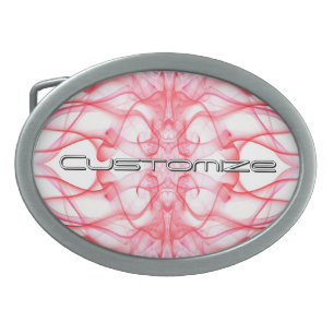 Custom Name Red Smoke Symmetrical White Belt Buckle
