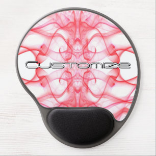 Custom Name Red Smoke Symmetrical White Gel Mouse Pad