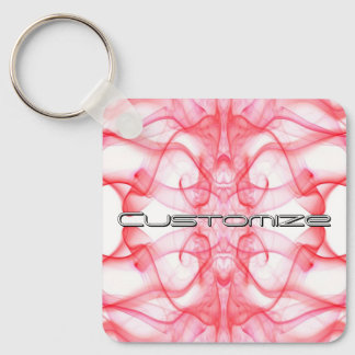 Custom Name Red Smoke Symmetrical White Keychain
