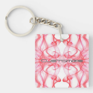 Custom Name Red Smoke Symmetrical White Keychain