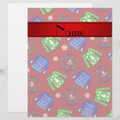 Custom name red ugly christmas sweater pattern (Front/Back)