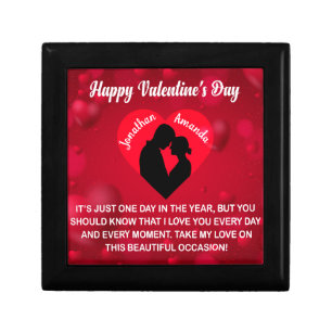 Custom Name Red Valentine's Message Gift Box