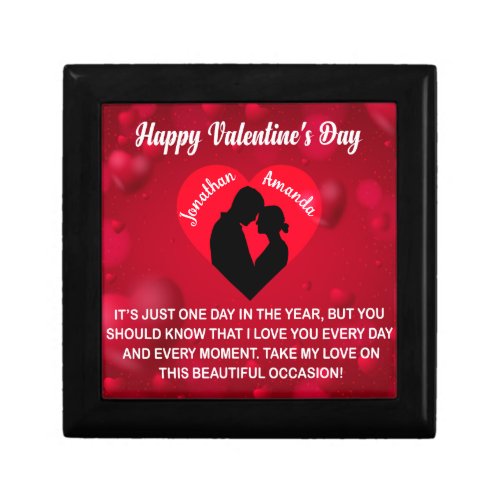 Custom Name Red Valentines Message Gift Box