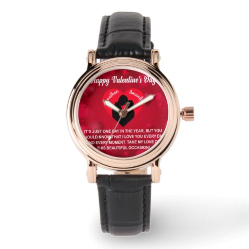 Custom Name Red Valentines Message Watch