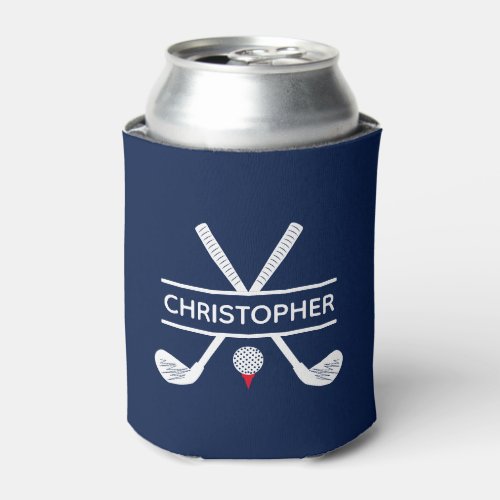 Custom Name Red White Blue Golf Can Cooler