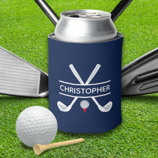 Custom Name Red White Blue Golf Can Cooler
