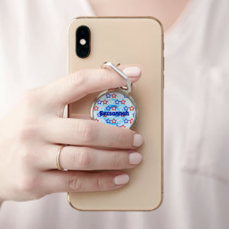 Custom Name Red White Blue Star Pattern Phone Ring