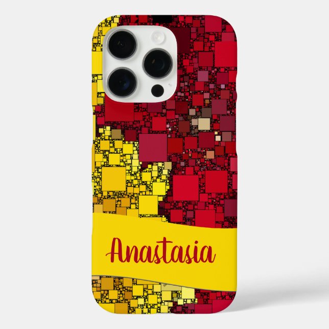 Custom Name Red Yellow Geometric Shapes Texture Case-Mate iPhone Case (Back)
