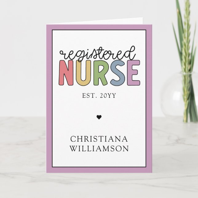 Custom Name Registered Nurse RN Nurse Graduation Card (Front)