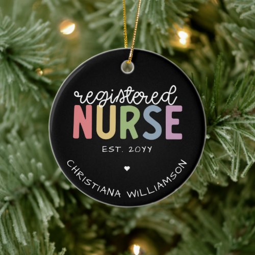 Custom Name Registered Nurse RN Nurse Graduation Ceramic Ornament