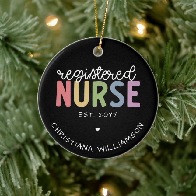 Custom Name Registered Nurse RN Nurse Graduation Ceramic Ornament (Tree)
