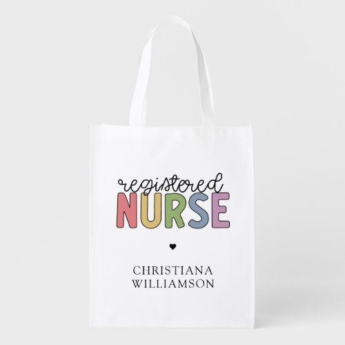 Custom Name Registered Nurse RN Nurse Graduation Grocery Bag