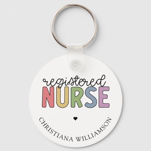 Custom Name Registered Nurse RN Nurse Graduation Keychain (Front)