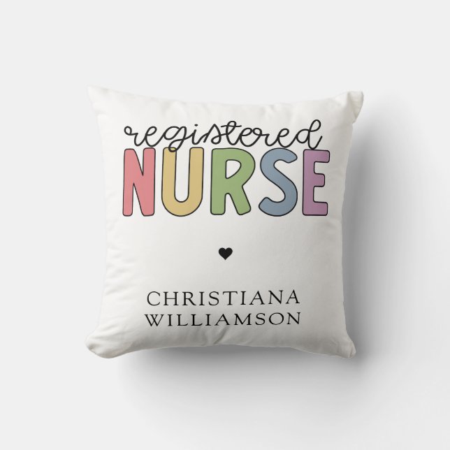 Custom Name Registered Nurse RN Nurse Graduation Throw Pillow (Front)