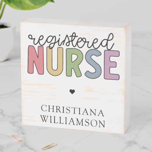 Custom Name Registered Nurse RN Nurse Graduation Wooden Box Sign