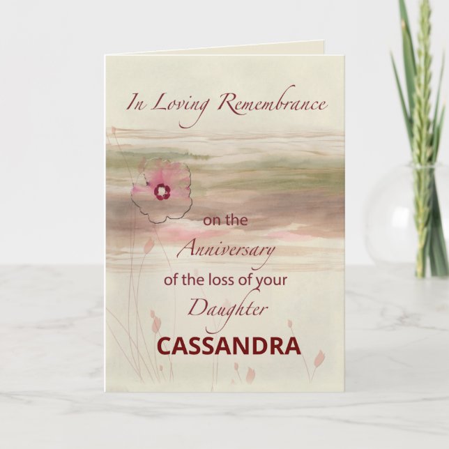 Custom Name Remembrance Anniversary Loss Daughter Card (Front)