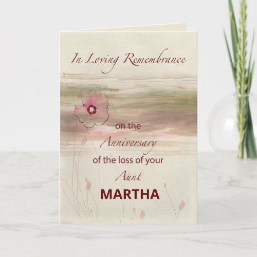 Custom Name Remembrance Anniversary of Loss Aunt Card