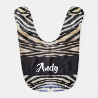 Custom name reptile skin patterned baby bib