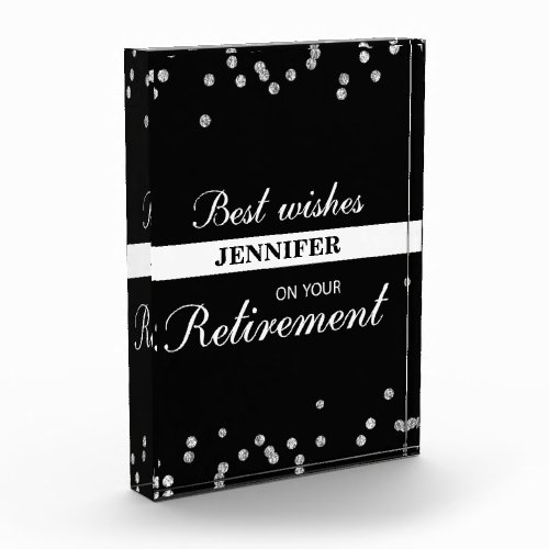 Custom Name Retirement Congratulations Black Acrylic Award