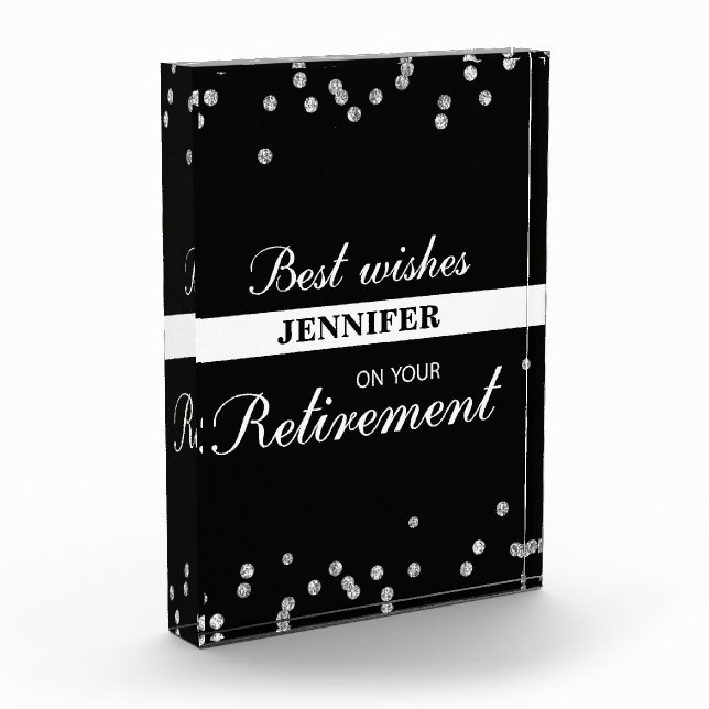 Custom Name, Retirement Congratulations Black Acrylic Award (Left)