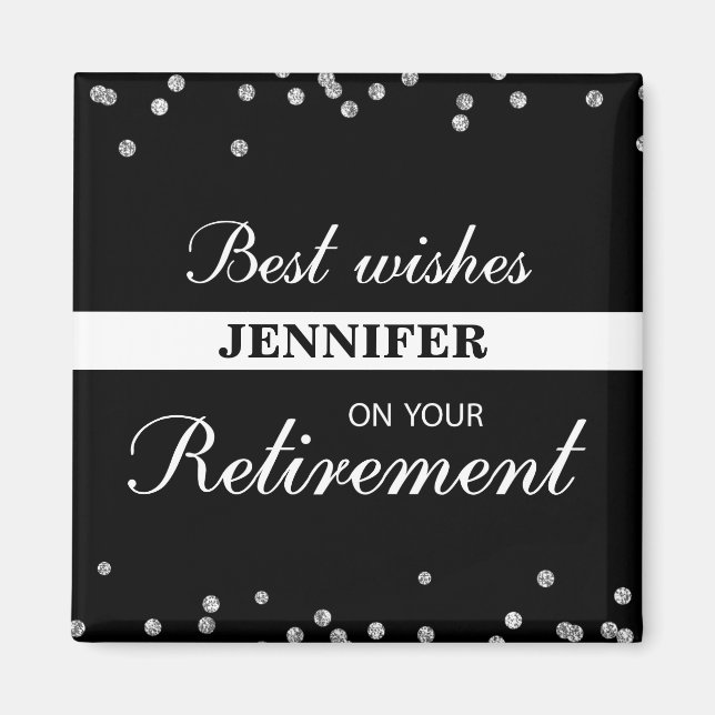 Custom Name, Retirement Congratulations Black Magnet (Front)
