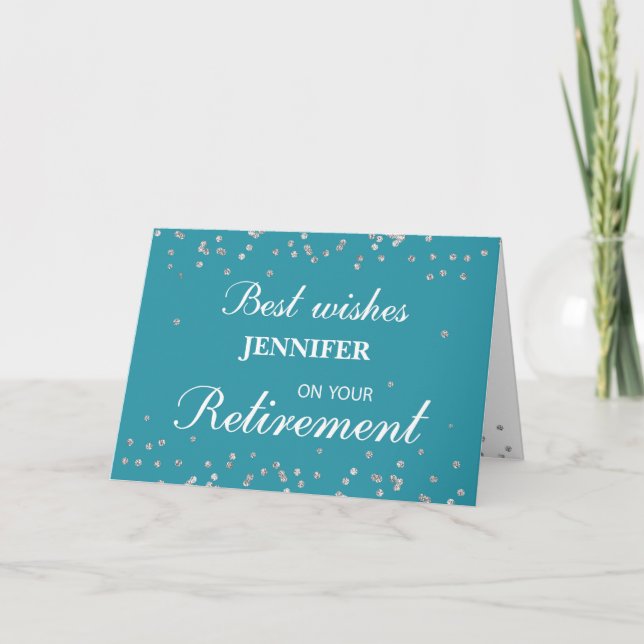 Custom Name Retirement Congratulations Teal Card (Front)