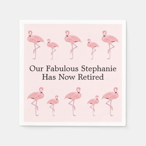 Custom Name Retirement Party Pink Flamingo Napkins