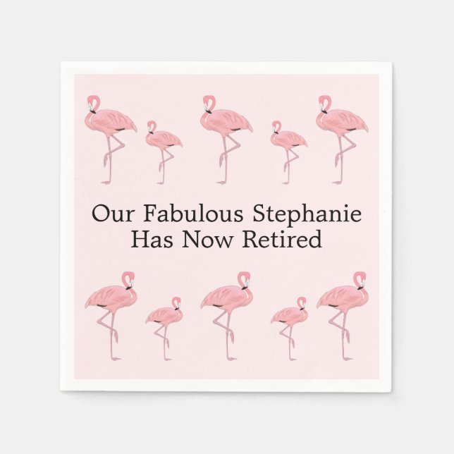 Custom Name Retirement Party Pink Flamingo Napkins (Front)