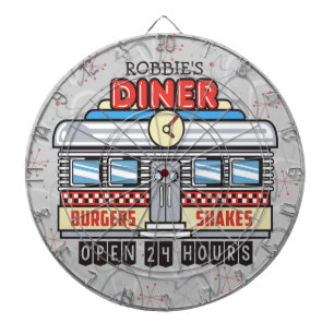 Custom NAME Retro 50s Diner Sign Fifties Atomic Dart Board
