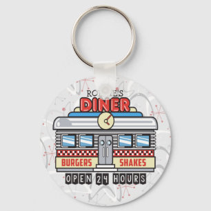 Custom NAME Retro 50s Diner Sign Fifties Atomic Keychain
