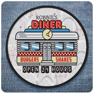 Custom NAME Retro 50s Diner Sign Fifties Atomic Patch