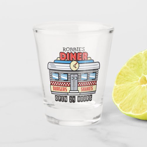 Custom NAME Retro 50s Diner Sign Fifties Atomic Shot Glass