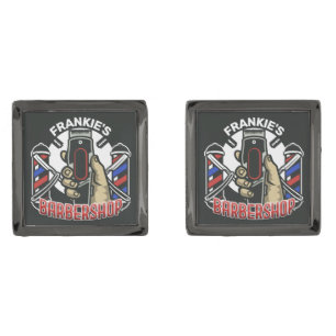 Custom NAME Retro Barber Shop Pole Barbershop Cufflinks
