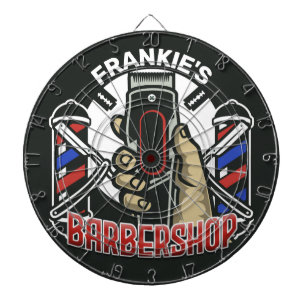 Custom NAME Retro Barber Shop Pole Barbershop Dart Board