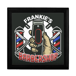 Custom NAME Retro Barber Shop Pole Barbershop Gift Box