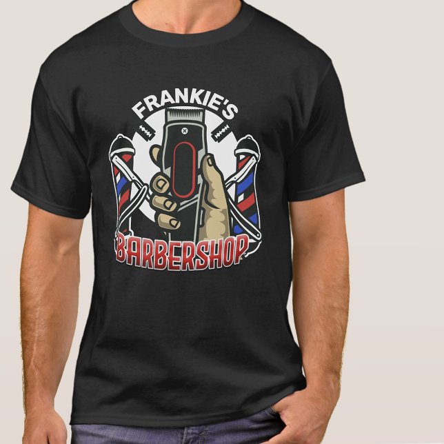 Custom NAME Retro Barber Shop Pole Barbershop T-Shirt (Creator Uploaded)