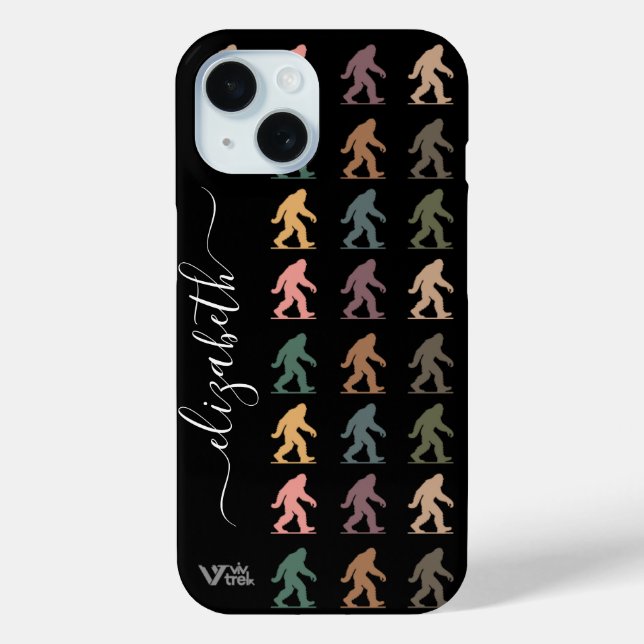 Custom Name Retro Bigfoot Forest Art Personal Gift Case-Mate iPhone Case (Back)