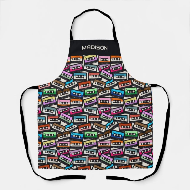 Custom Name Retro Casette Tapes Apron (Front)