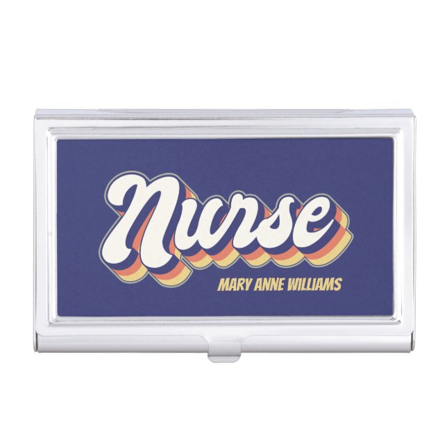 Custom Name Retro Contact Card Case For Nurse (Front)