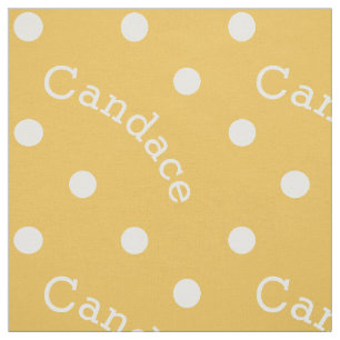 Custom Name Retro Custard Yellow Polka Dot Girl's Fabric